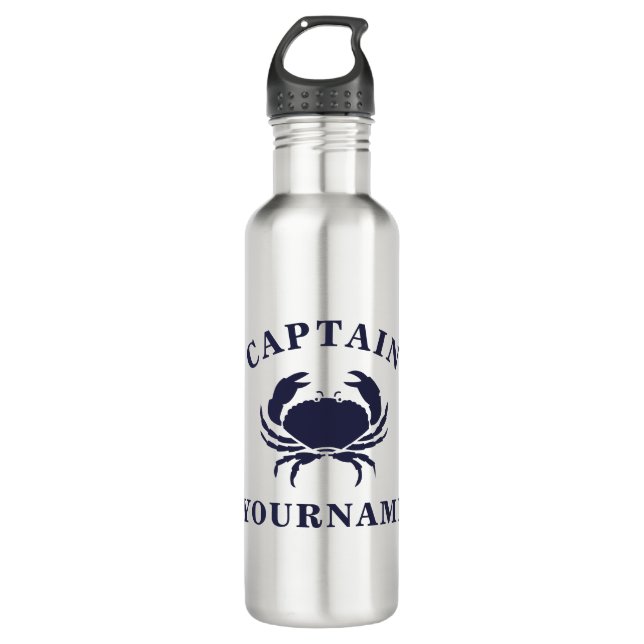 Personalized Captain Crab Stainless Steel Bottle (Front)