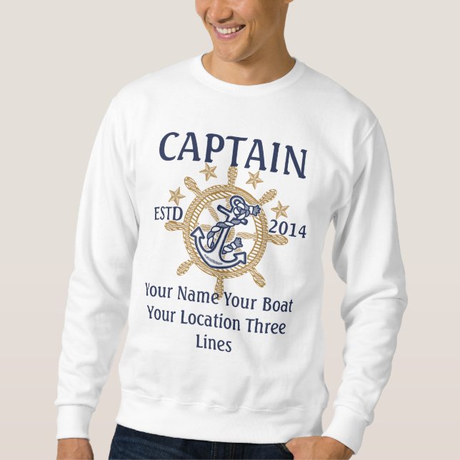 Personalized Captain First Mate Skipper Crew Sweatshirt (Front)