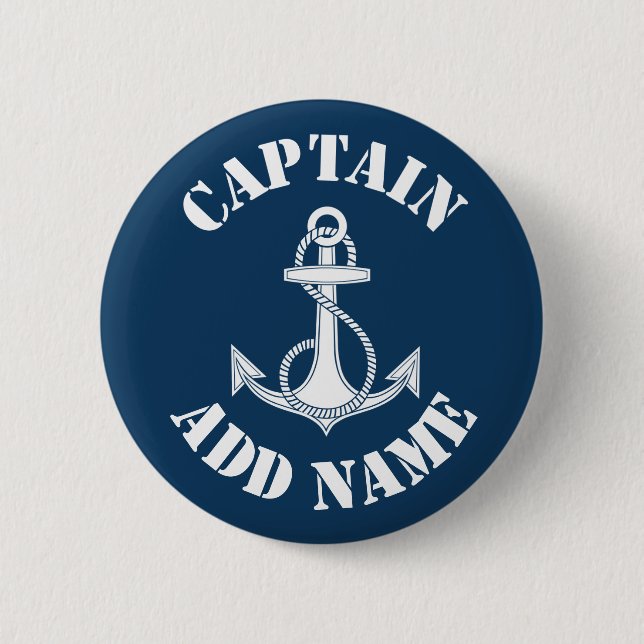Personalized captain name anchor 2 inch round button (Front)