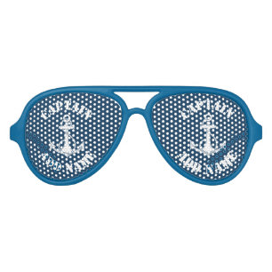 Personalized captain name anchor aviator sunglasses