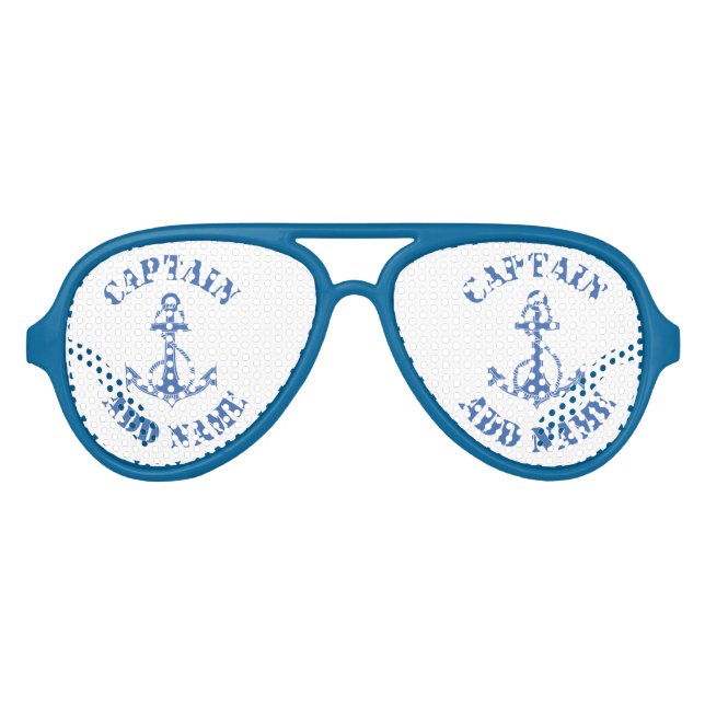 Personalized captain name anchor aviator sunglasses (Front)