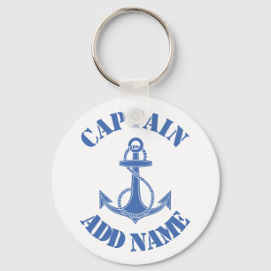 Personalized captain name anchor keychain