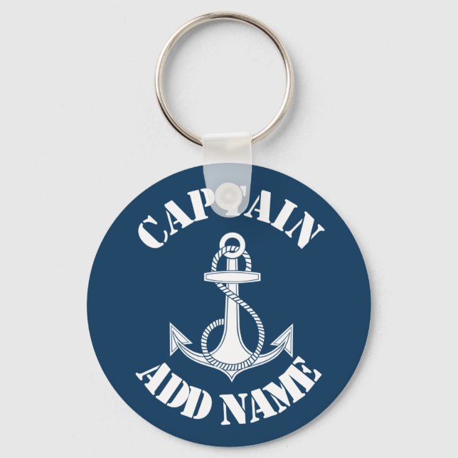 Personalized captain name anchor keychain (Front)