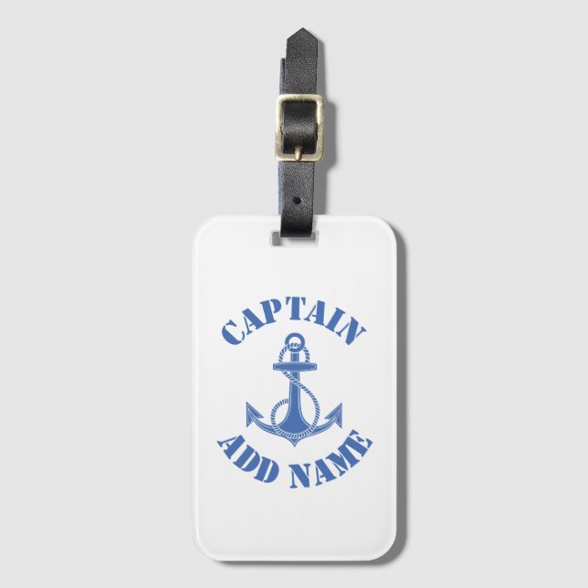 Personalized captain name anchor luggage tag (Front Vertical)