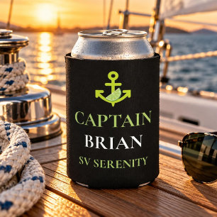 Personalized Captain Name & Boat Name Nautical Can Cooler