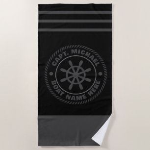 Personalized Captain Nautical Anchor Boat Name Beach Towel