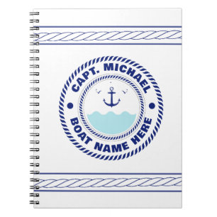 Personalized Captain Nautical Anchor Boat Name Notebook