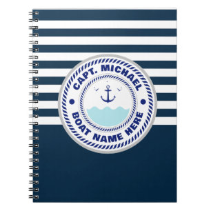 Personalized Captain Nautical Anchor Boat Name Notebook
