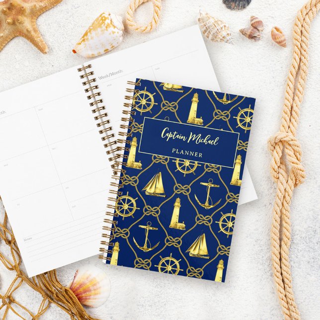 Personalized Captain Nautical Navy Gold Planner (Creator Uploaded)