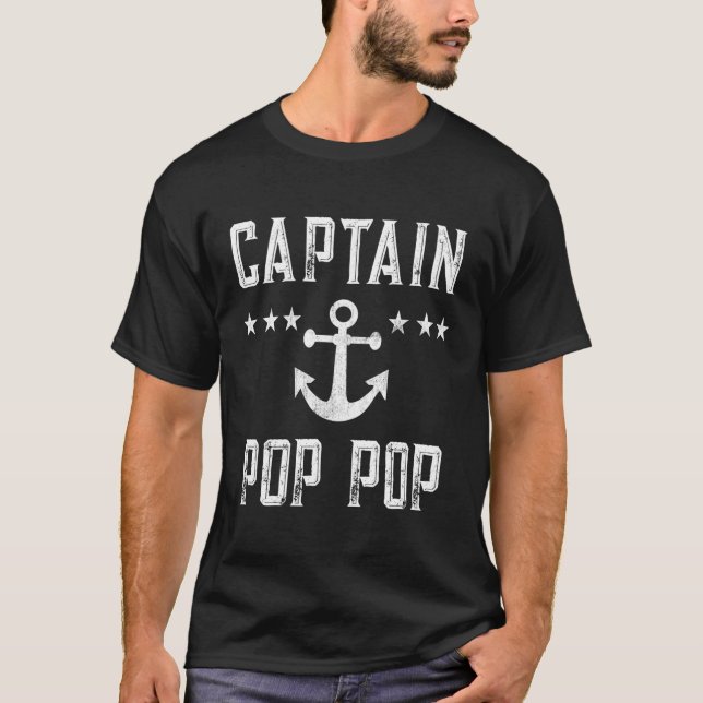 Personalized Captain Pop Pop Boating Boat Anchor T-Shirt (Front)