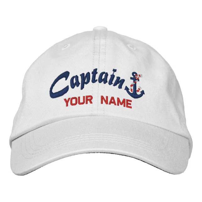 Personalized Captain Rope Anchor Your Name Embroidered Hat (Front)