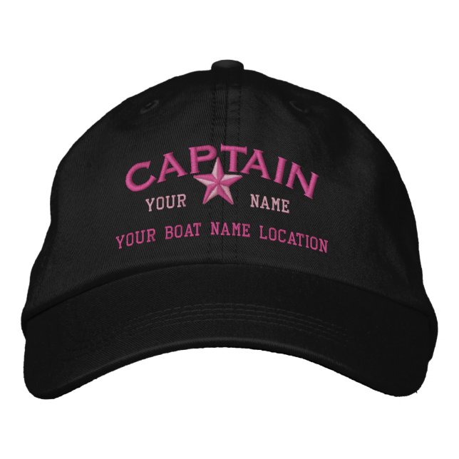 Personalized CAPTAIN Star Ball Cap Embroidery (Front)