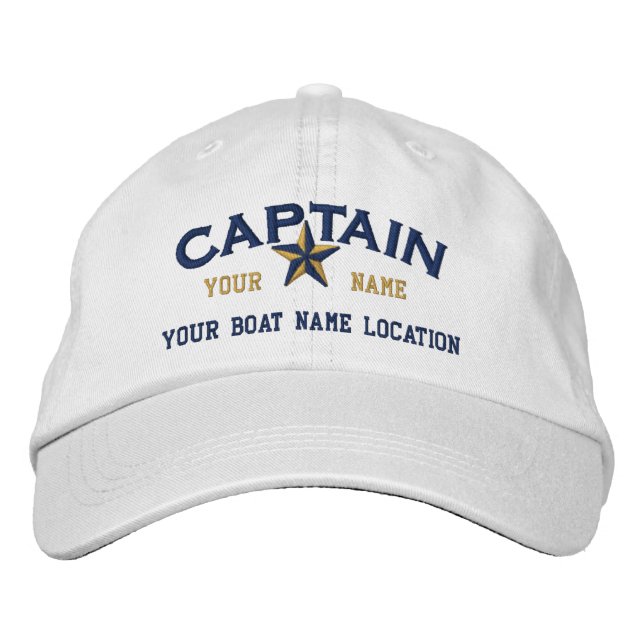 Personalized CAPTAIN Star Ball Cap Embroidery (Front)