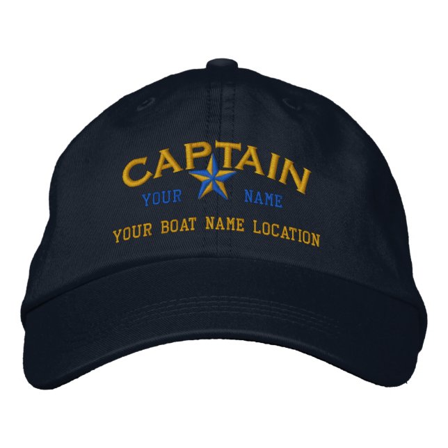 Personalized CAPTAIN Star Ball Cap Embroidery (Front)