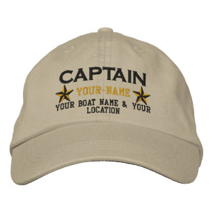 Personalized Captain Stars Ball Cap Embroidery