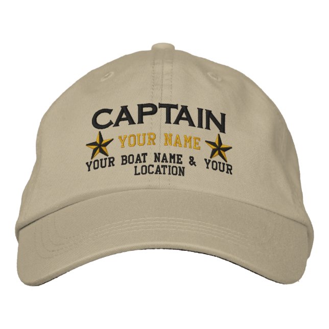 Personalized Captain Stars Ball Cap Embroidery (Front)