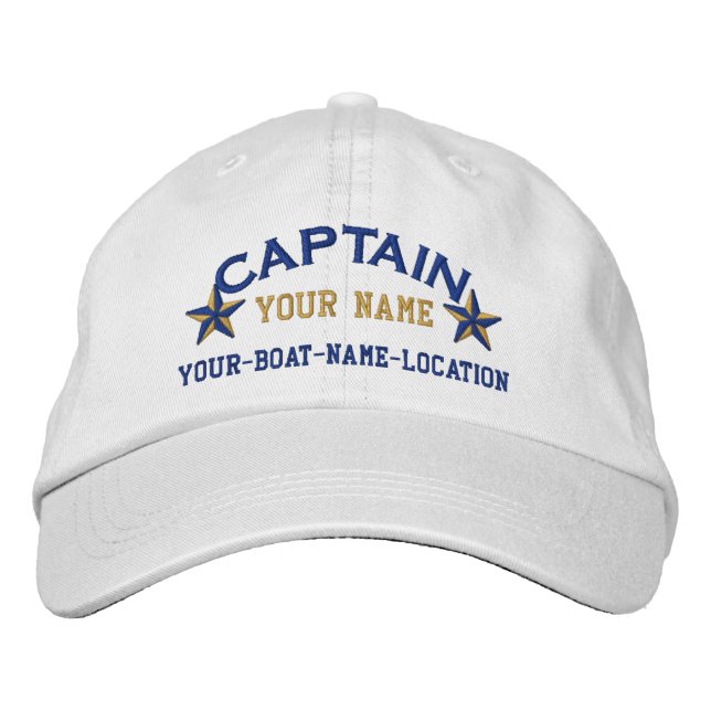Personalized Captain Stars Ball Cap Embroidery (Front)