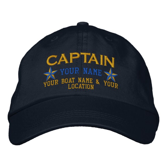 Personalized Captain Stars Ball Cap Embroidery (Front)