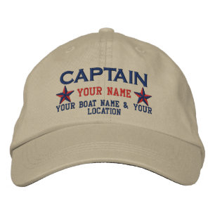 Personalized Captain Stars Ball Cap Embroidery
