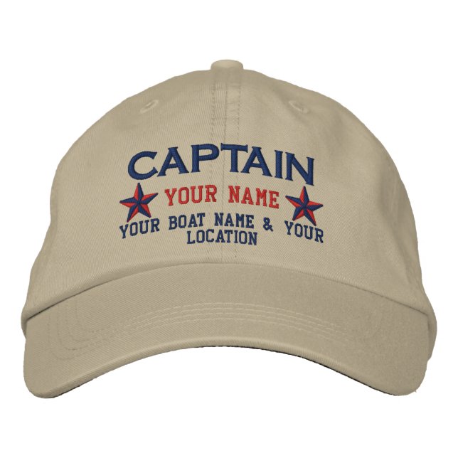 Personalized Captain Stars Ball Cap Embroidery (Front)