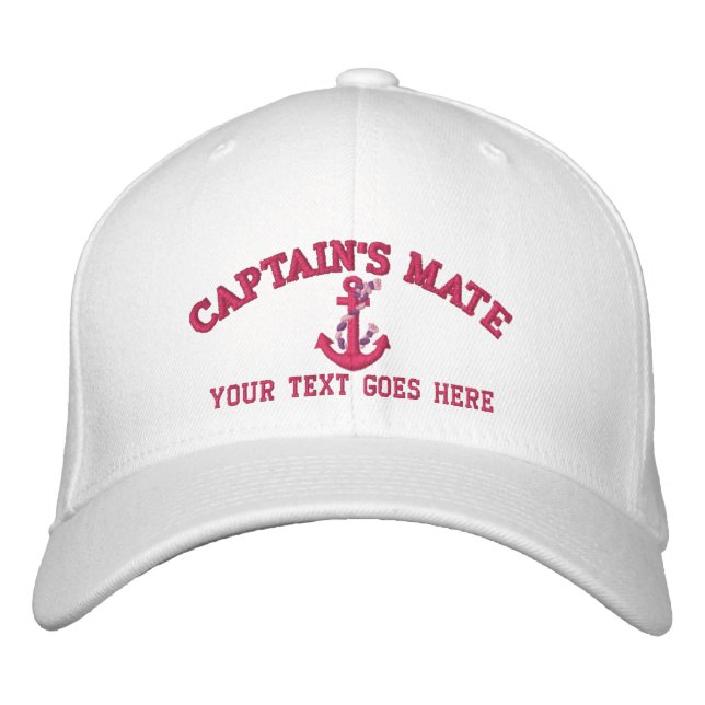 Personalized Captain's Mate Boat Anchor Your Name Embroidered Hat (Front)