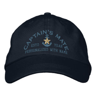 Personalized Captain's Mate Coastal Star Anchor Embroidered Hat