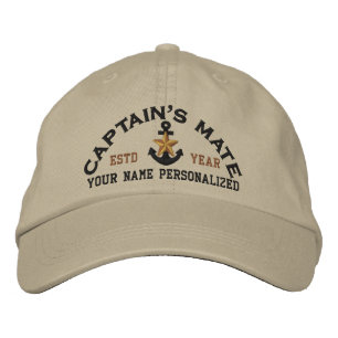 Personalized Captain's Mate Nautical Star Anchor Embroidered Hat