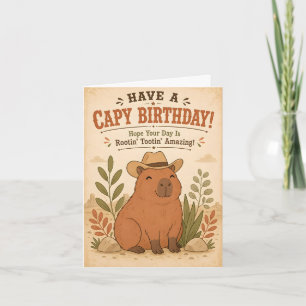 Personalized Capybara Cowboy Funny Birthday Card