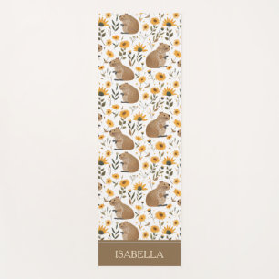 Personalized Capybara Floral Yoga Mat