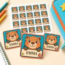 Personalized Capybara Kids School Name Stickers