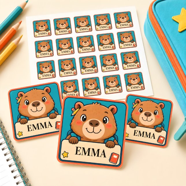 Personalized Capybara Kids School Name Stickers (Creator Uploaded)