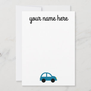 Personalized Car Stationery Notecards for Kids