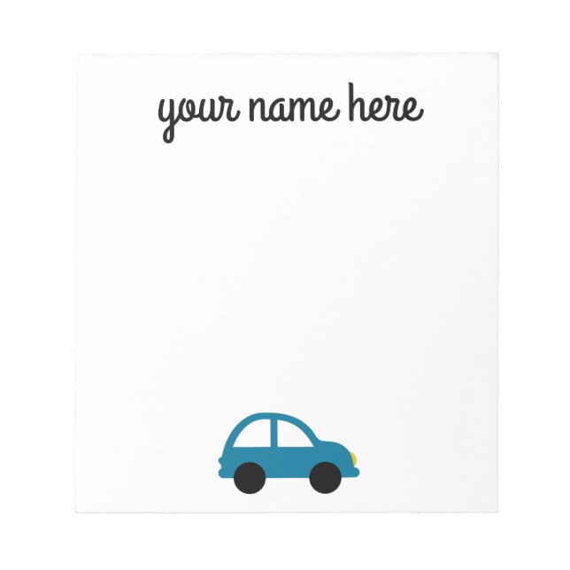 Personalized Car Stationery Notepad for Kids (Front)