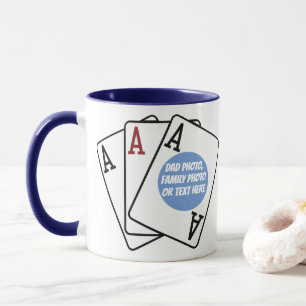 Personalized Card Player, Poker Three Aces Photo Mug