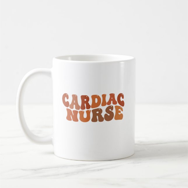 Personalized Cardiac Nurse Retro Typography Coffee Mug (Left)