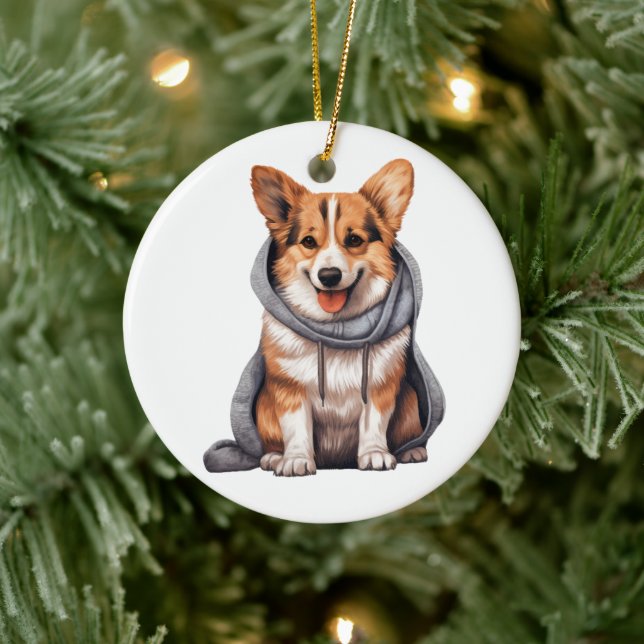 Personalized Cardigan Welsh Corgi Dog Ceramic Ornament (Tree)