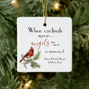 Personalized Cardinal Angels In Memory of Ceramic Ornament