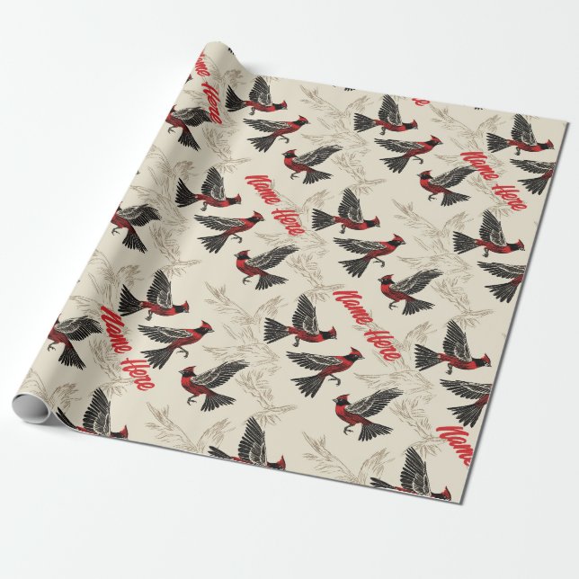 Personalized Cardinal Wrapping Paper (Unrolled)