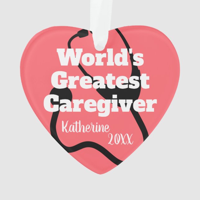 Personalized Caregiver Heart Shaped Christmas Ornament (Back)