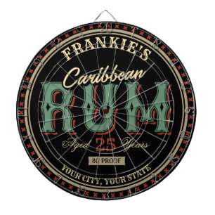 Personalized Caribbean Rum Liquor Bottle Label Bar Dartboard