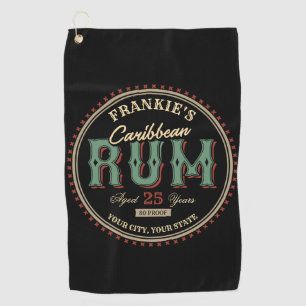 Personalized Caribbean Rum Liquor Bottle Label Bar Golf Towel