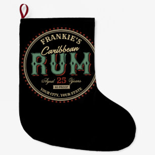 Personalized Caribbean Rum Liquor Bottle Label Bar Large Christmas Stocking