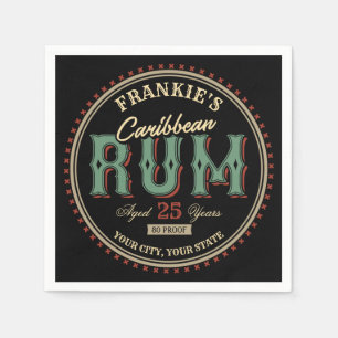 Personalized Caribbean Rum Liquor Bottle Label Bar Napkin