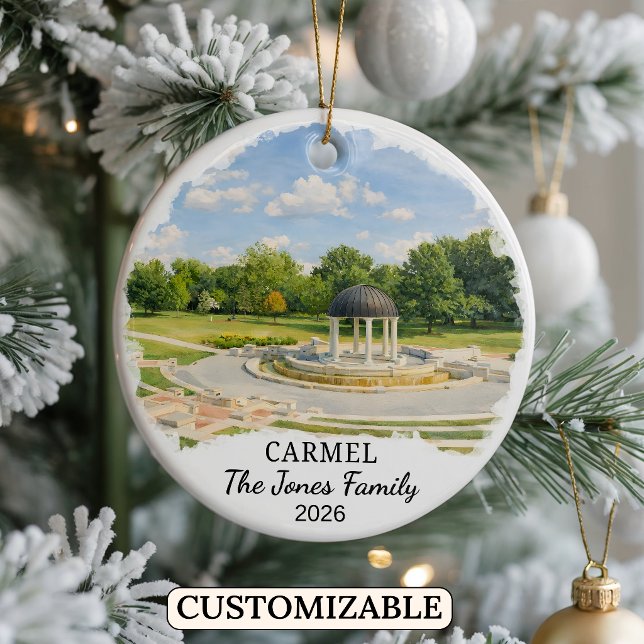 Personalized Carmel Ornament, Custom Indiana State Ceramic Ornament (Creator Uploaded)