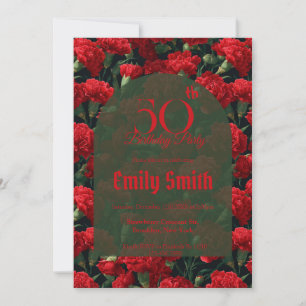 Personalized Carnation Floral Milestone Birthday Invitation