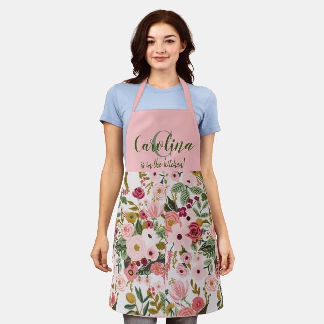 Personalized Carolina Floral Apron (Worn)