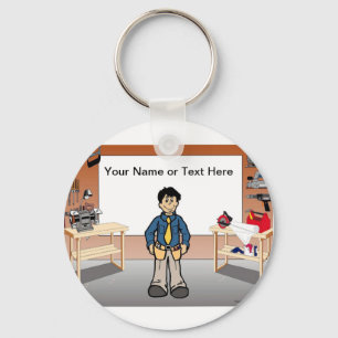 Personalized Carpenter, Handyman - Male Cartoon Keychain