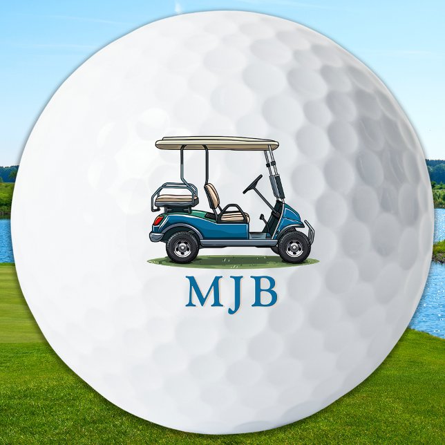 Personalized Cart Custom Golfer 3 Initial Monogram Golf Balls (Creator Uploaded)