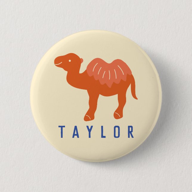 Personalized Cartoon Bactrian 2 Humps Camel Inch Round Button (Front)