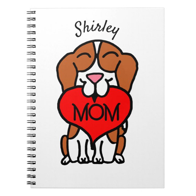 Personalized Cartoon Beagle Mom Notebook (Front)